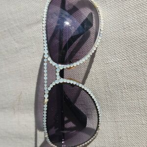 Jimmy Crystal Sunglasses Black and Silver And White Rhinestones